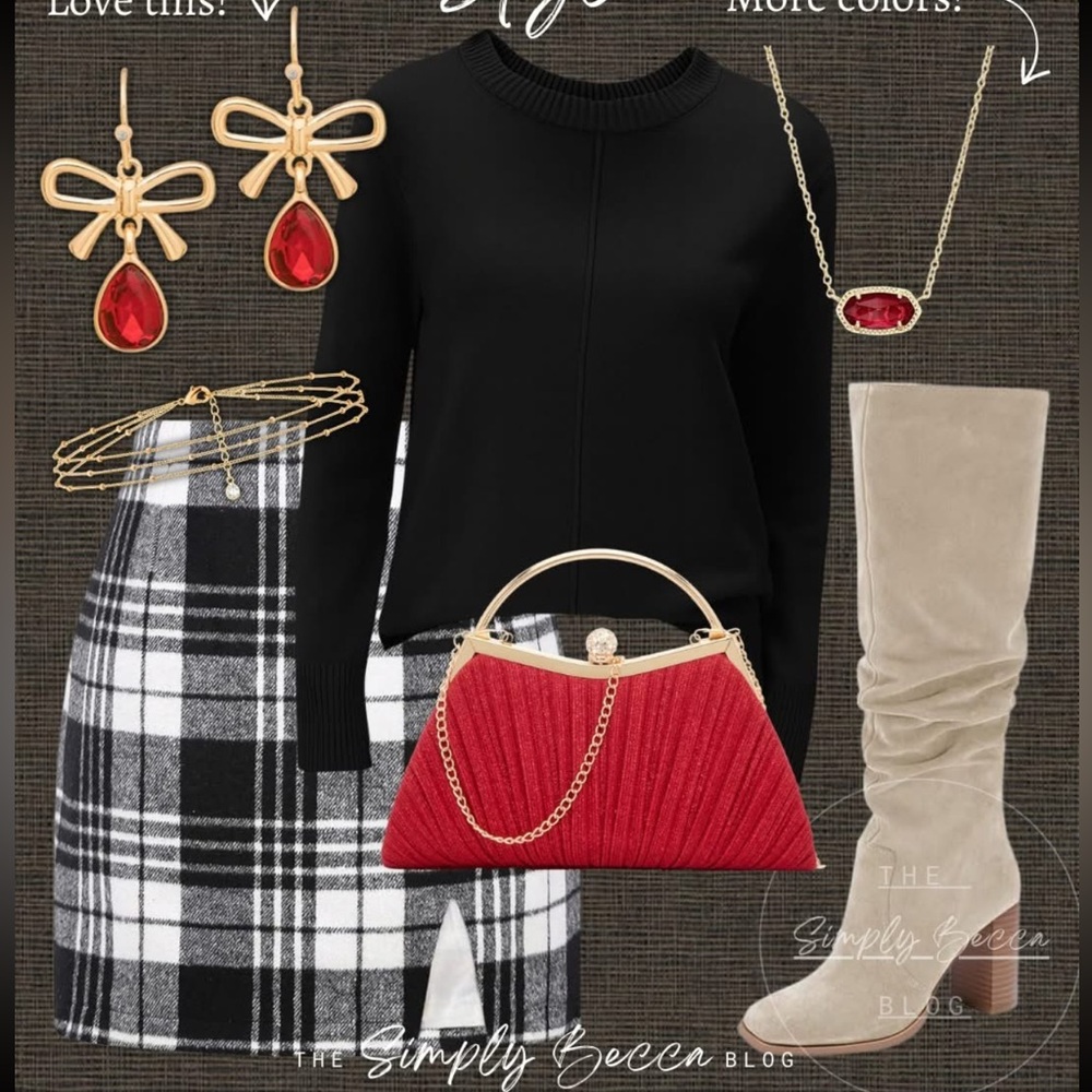 Amanda & Chelsea Monochrome Plaid Skirt size 2